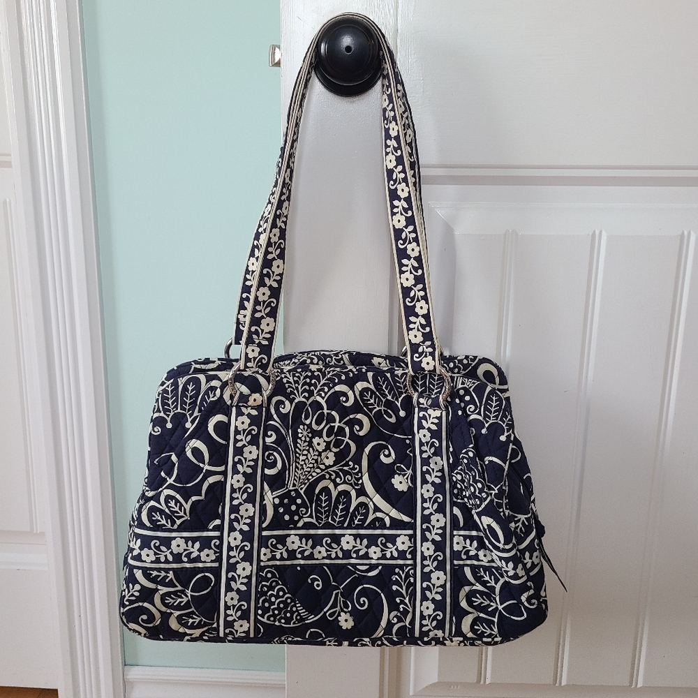 Vera Bradley Navy and White Floral Tote Bag